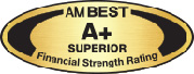 A.M. Best A+ (Superior) logo in gold and black.